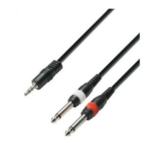 Adam Hall Germany K3YWPP0300 Audio Cable 3.5mm Jack stereo to 2 x 6.3mm Jack mono 3m